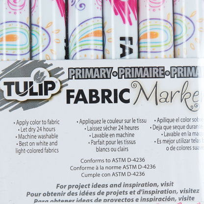 Tulip Fine Tip Primary Color Fabric Markers - 6 Pack Detail
