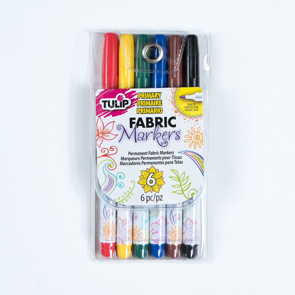 Tulip Fine Tip Primary Color Fabric Markers - 6 Pack