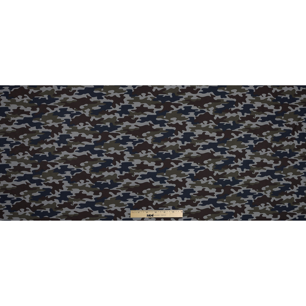 Waxy Camouflage Printed Stretch Polyester Shirting Full