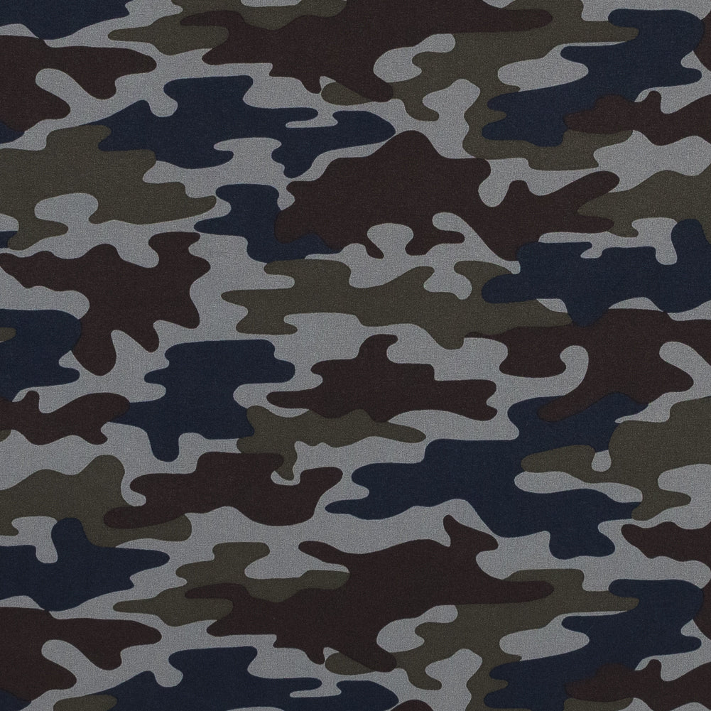 Waxy Camouflage Printed Stretch Polyester Shirting