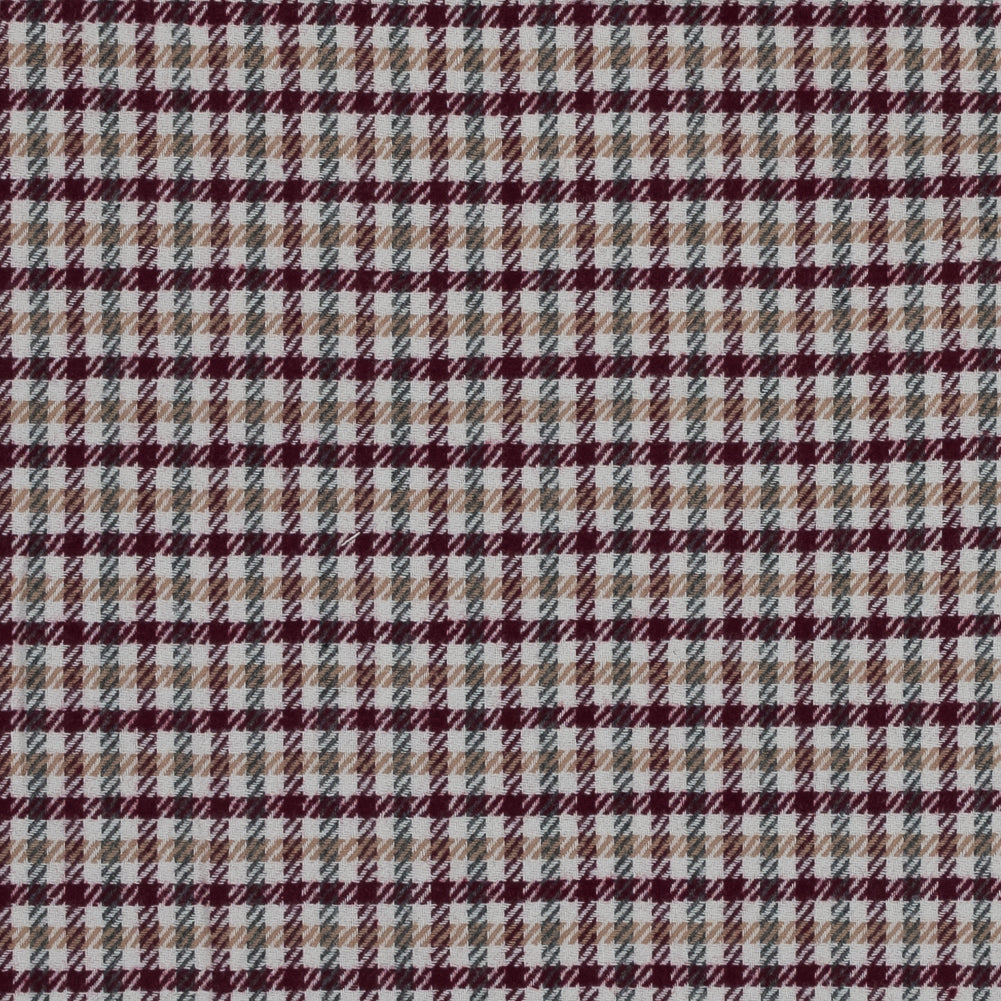 Windsor Wine, Beige and Green Plaid Wool Twill