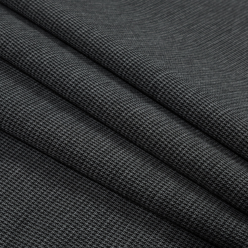 Black and Gray Stretch Houndstooth Double Knit Folded