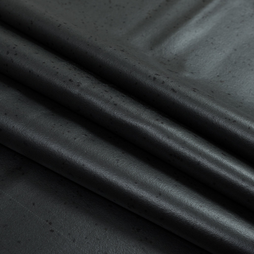 Black Wool Felted Coating with Speckled Laminate Detail