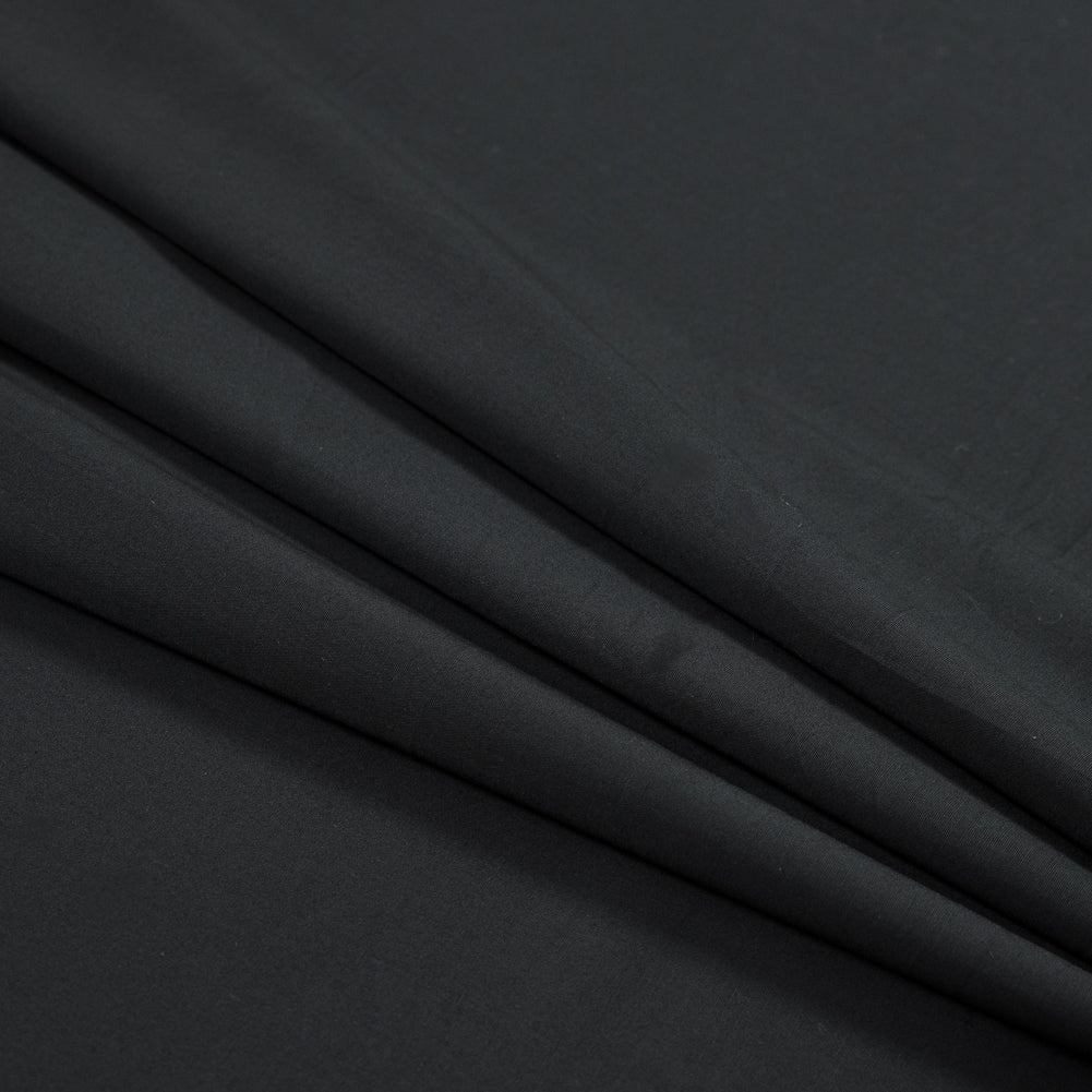 Jet Black Stretch Cotton Poplin Folded