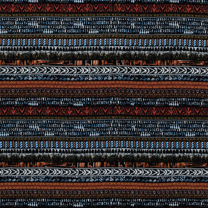 Rust and Blue Tribal Printed Rayon Challis