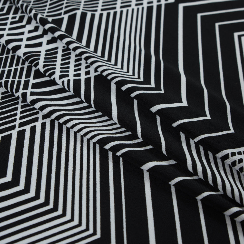 Black and White Geometric Polyester Jersey Folded