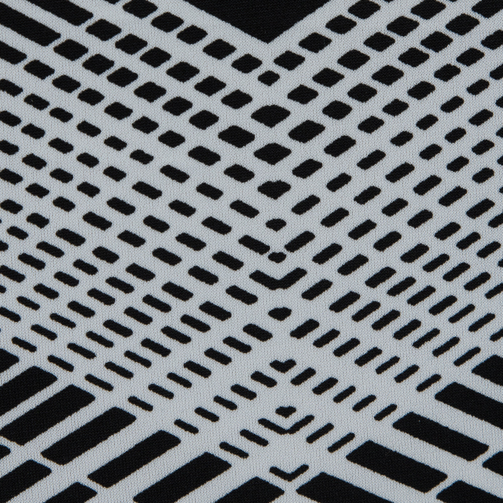 Black and White Geometric Polyester Jersey Detail