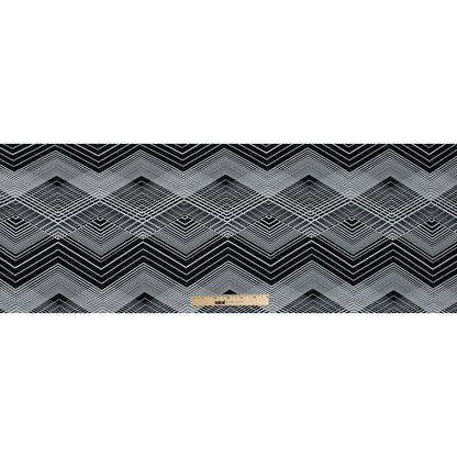 Black and White Geometric Polyester Jersey Full