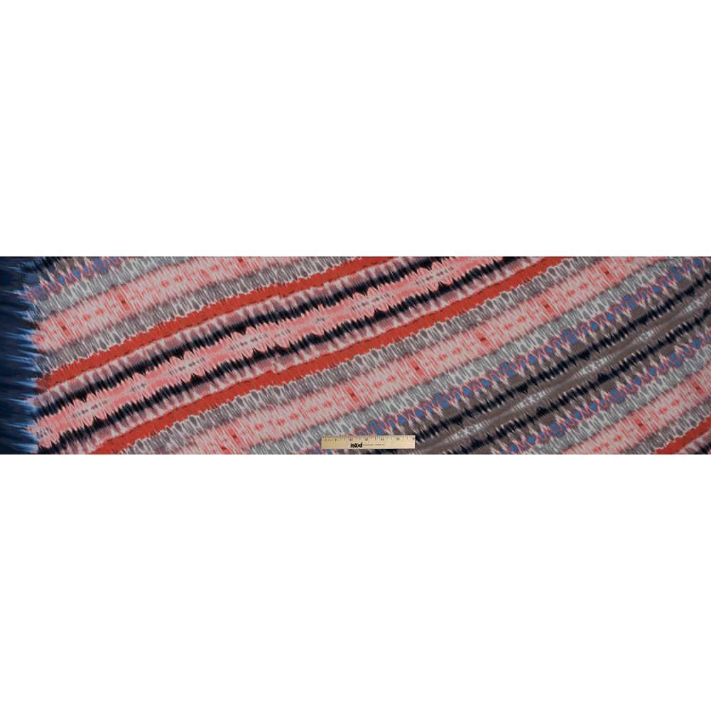 Peach and Navy Tie Dye Printed Polyester Jersey Full