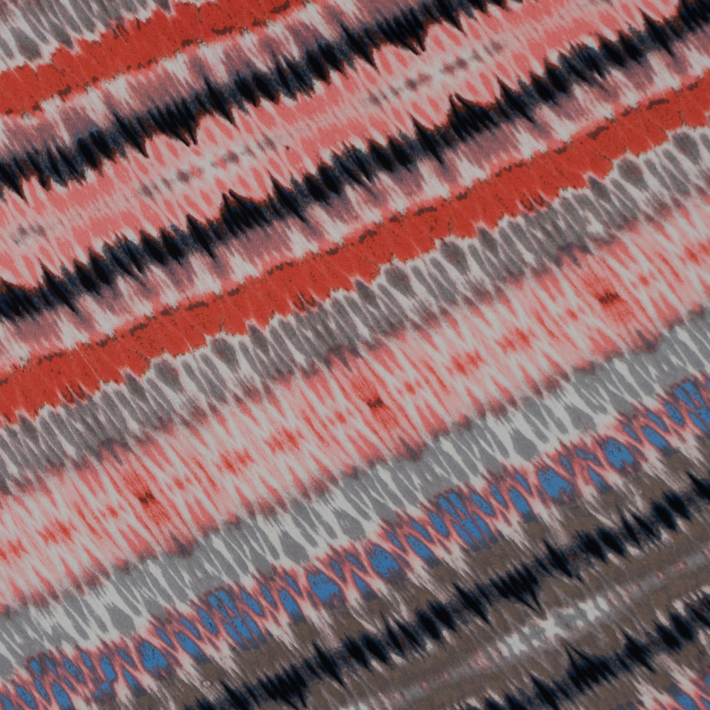 Peach and Navy Tie Dye Printed Polyester Jersey