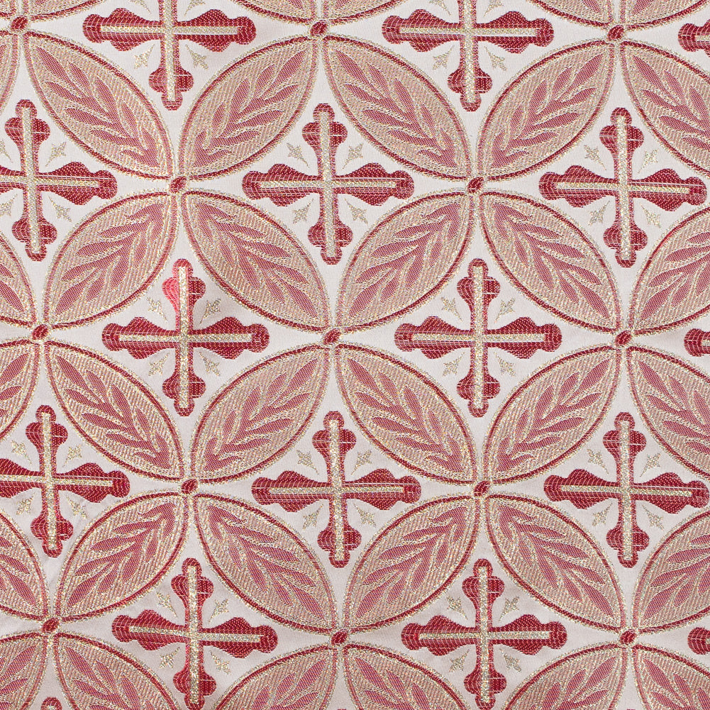Red and Metallic Gold Medallion Jacquard