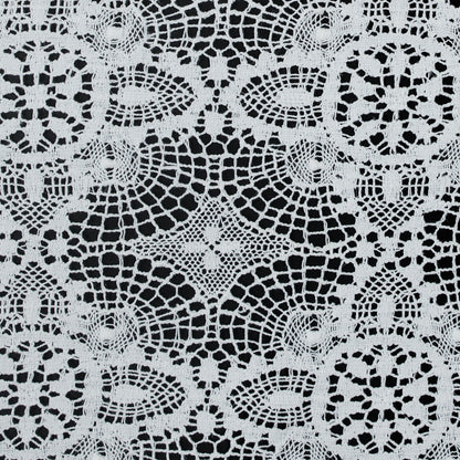 Cluny Lace with Scalloped Eyelash Edges - White Flower Medallions Full