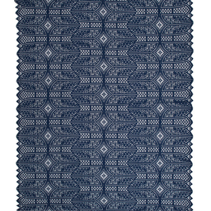 Lace with Finished Eyelash Edges - Navy Geometric Full