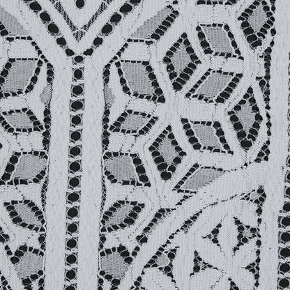 White Geometric Lace with Finished Eyelash Edges Full
