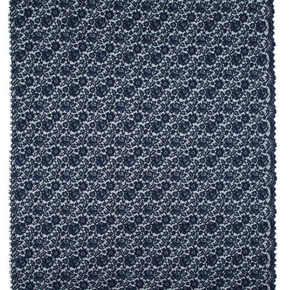 Evening Blue Floral Re-Embroidered Lace with Finished Eyelash Edges Full