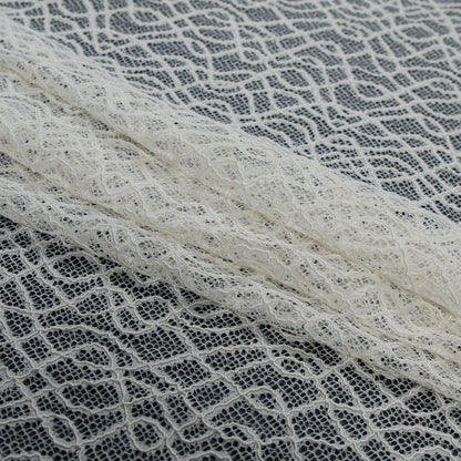 Corded Lace with Eyelash Edges - Ivory Abstract Detail
