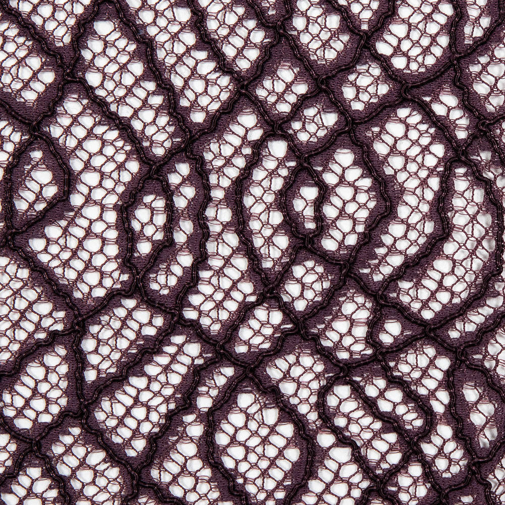 Corded Lace with Eyelash Edges - Fig Abstract Detail