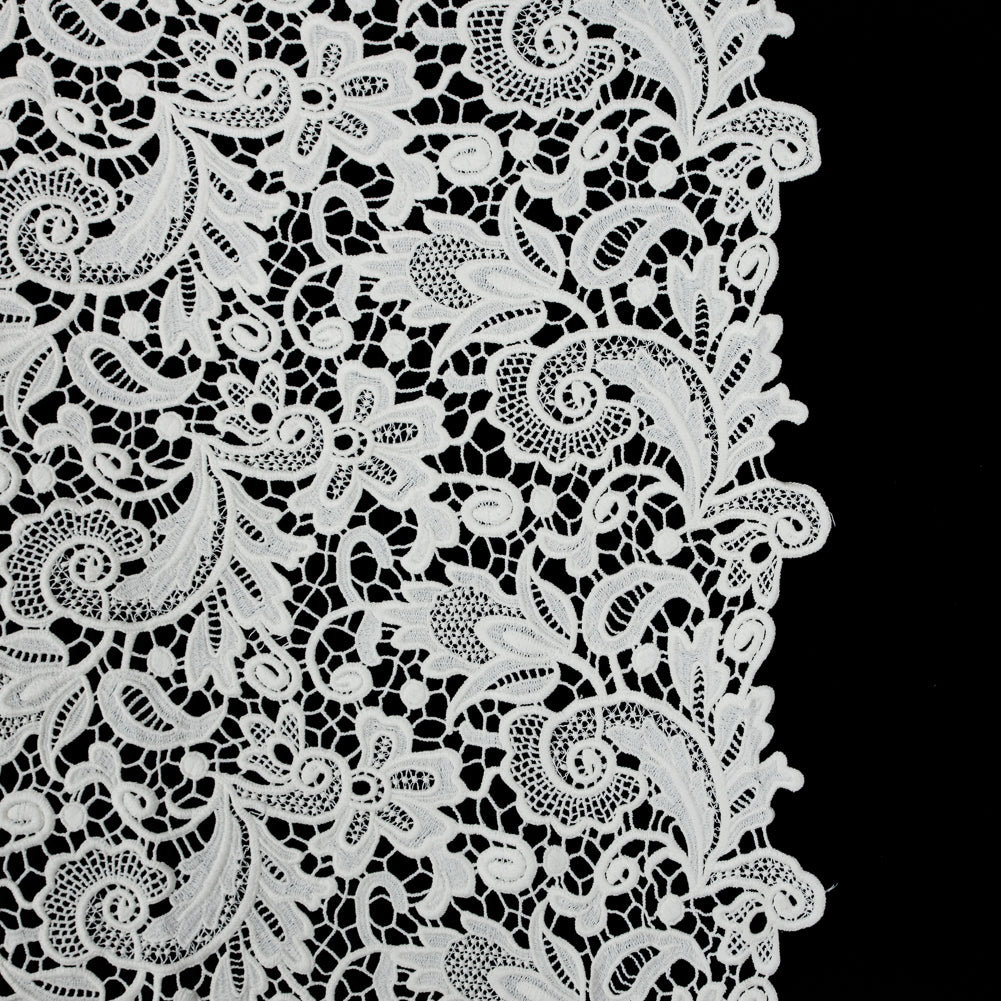 Ecru Floral Cotton Guipure Lace