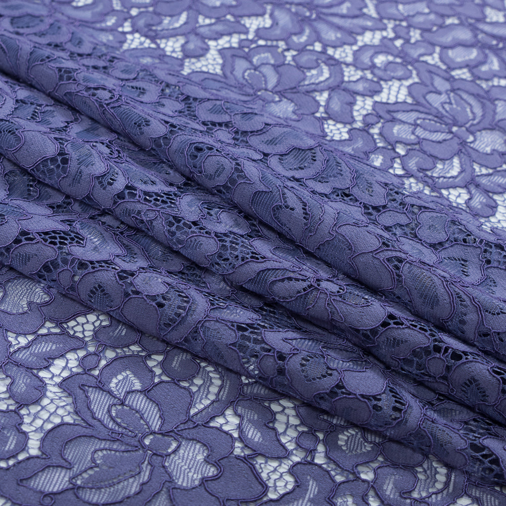 Re-Embroidered Lace Panel - Purple Floral Folded