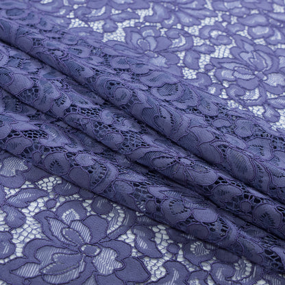 Re-Embroidered Lace Panel - Purple Floral Folded