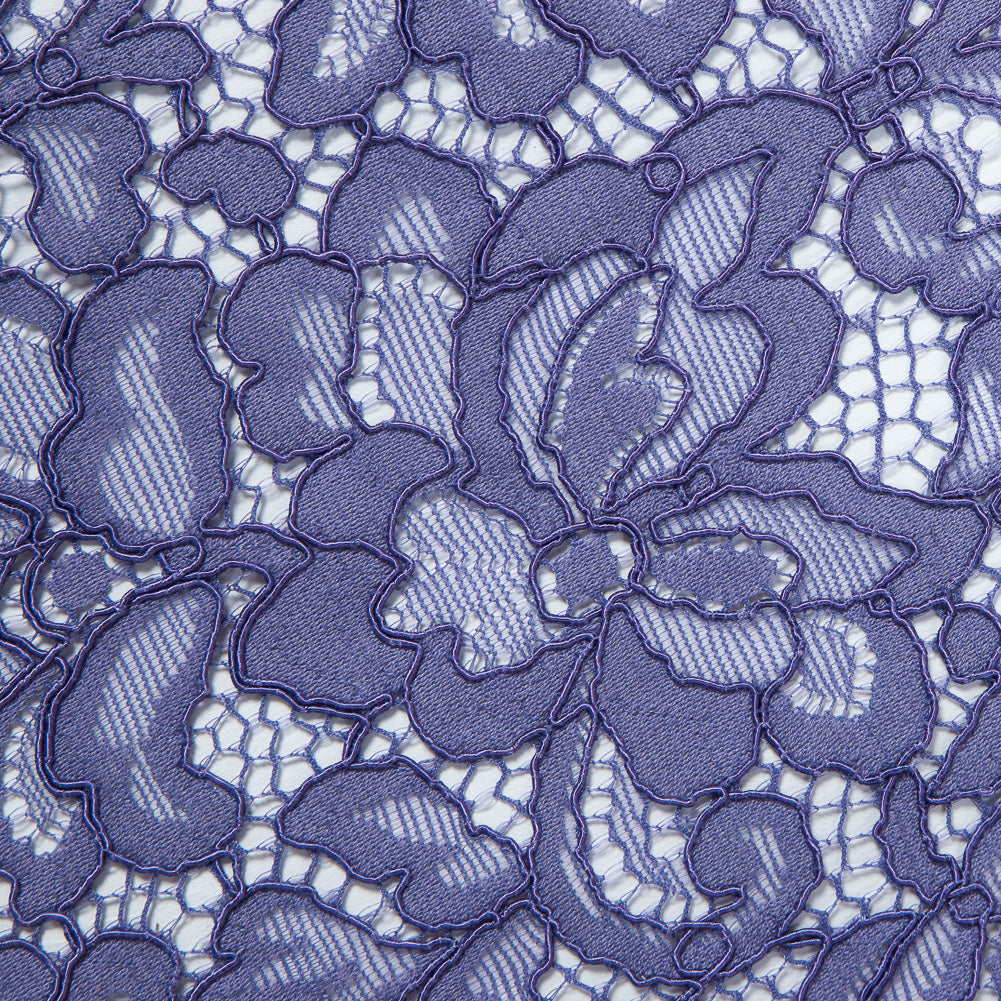 Re-Embroidered Lace Panel - Purple Floral Detail