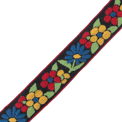 German Primary Color Floral Jacquard Ribbon - 0.75" Detail