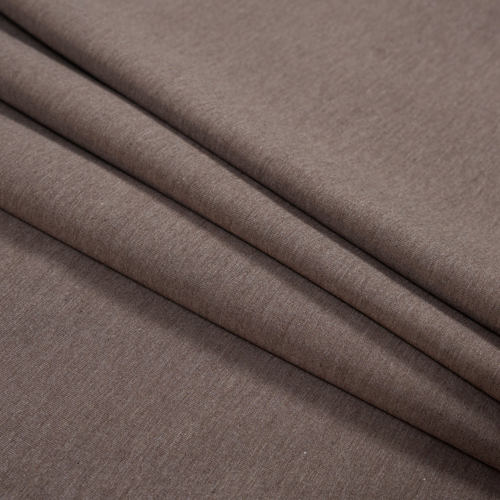 Bamboo and Cotton Stretch Knit Fleece - Heathered Chocolate - Jessamyn Collection Detail