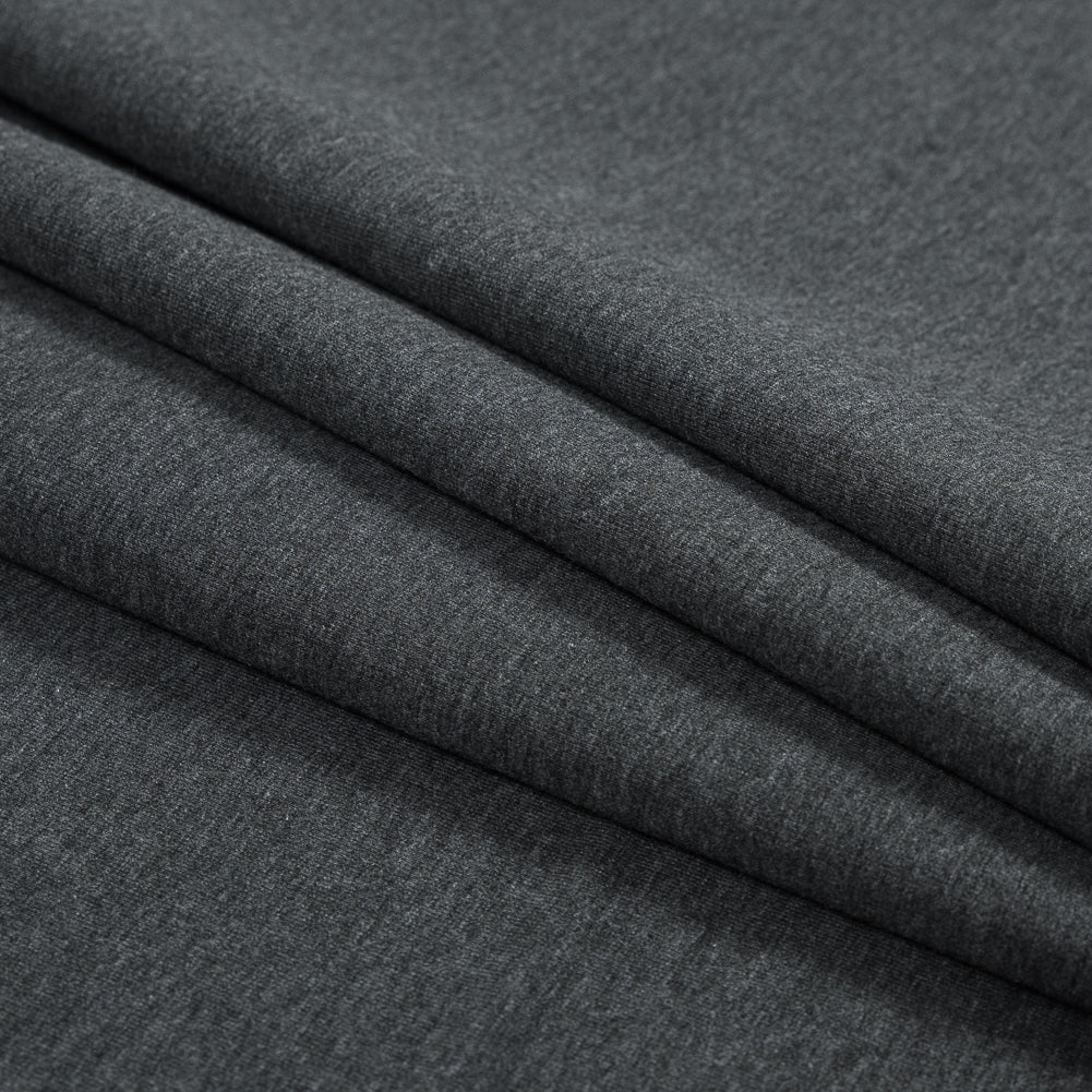 Bamboo and Cotton Stretch Knit Fleece - Heather Charcoal - Jessamyn Collection Detail