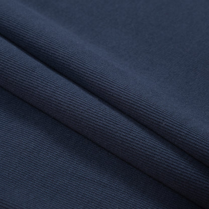 Navy Tubular Cotton Rib Knit Detail