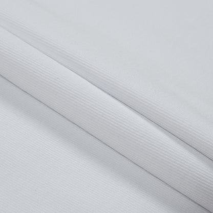 White Tubular Cotton Rib Knit Detail