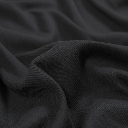 Black Cotton Rib Knit Detail