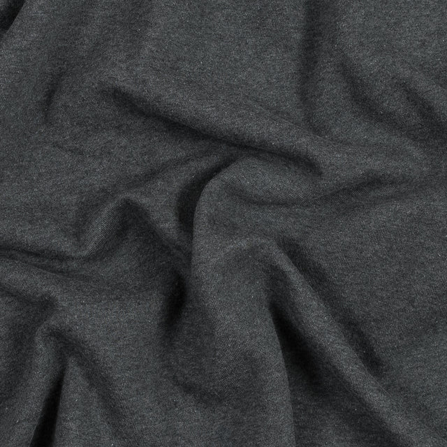 Cotton and Polyester Brushed Fleece - Charcoal