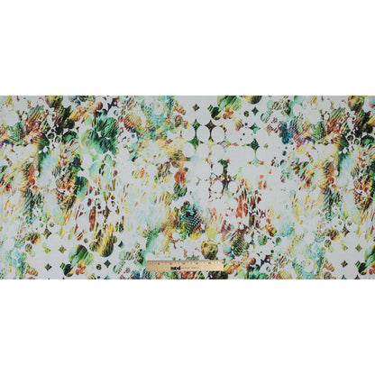 Italian Green and Yellow Abstract Printed Circles on a Cotton Voile Full