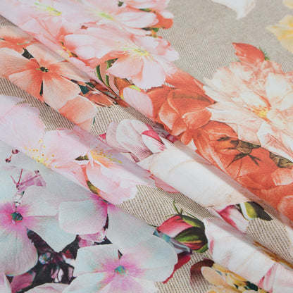 Italian Multicolor Floral Stretch Cotton Twill Folded