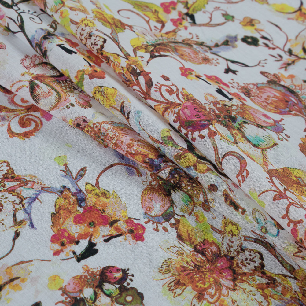 Italian Orange Floral Cotton Voile