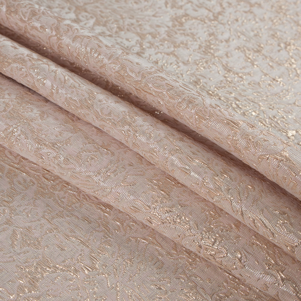 Metallic Gold and Pink Floral Brocade