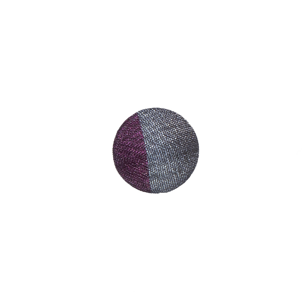 Gray and Purple Silk Covered Button - 18L/11.5mm