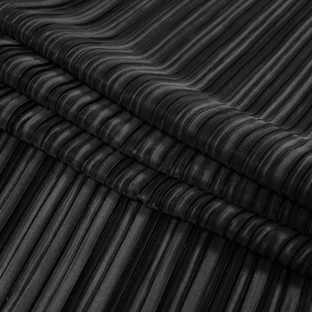 Italian Black Pleated Polyester Woven Detail