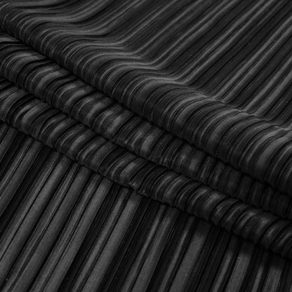 Italian Black Pleated Polyester Woven Detail