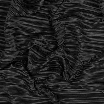 Italian Black Pleated Polyester Woven