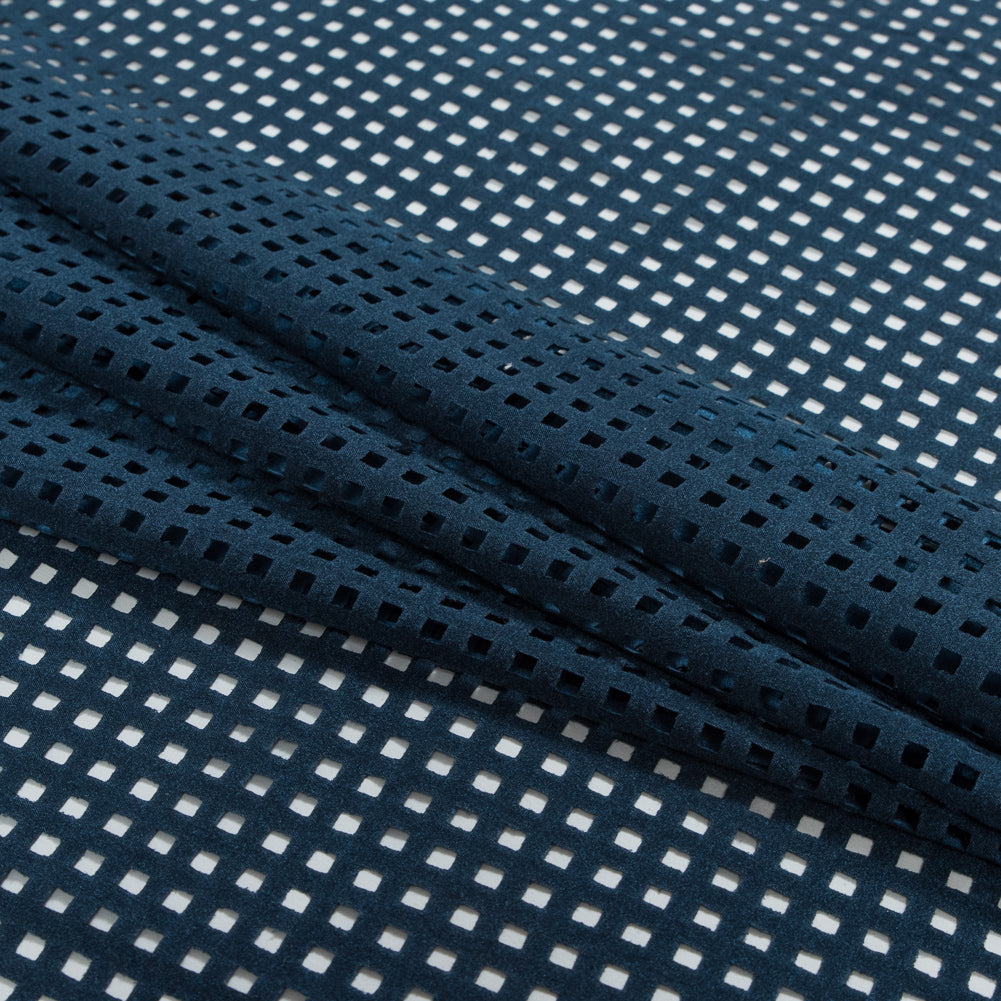 Italian Blue Square Perforated Faux Suede Detail