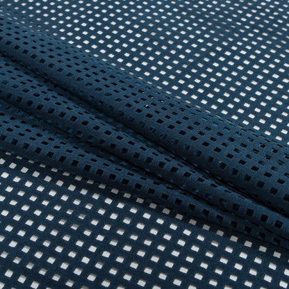 Italian Blue Square Perforated Faux Suede Detail