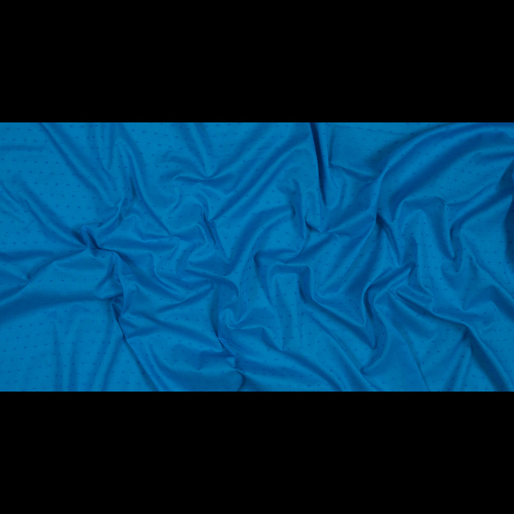 Italian Aegean Blue Cotton Swiss Dot Folded