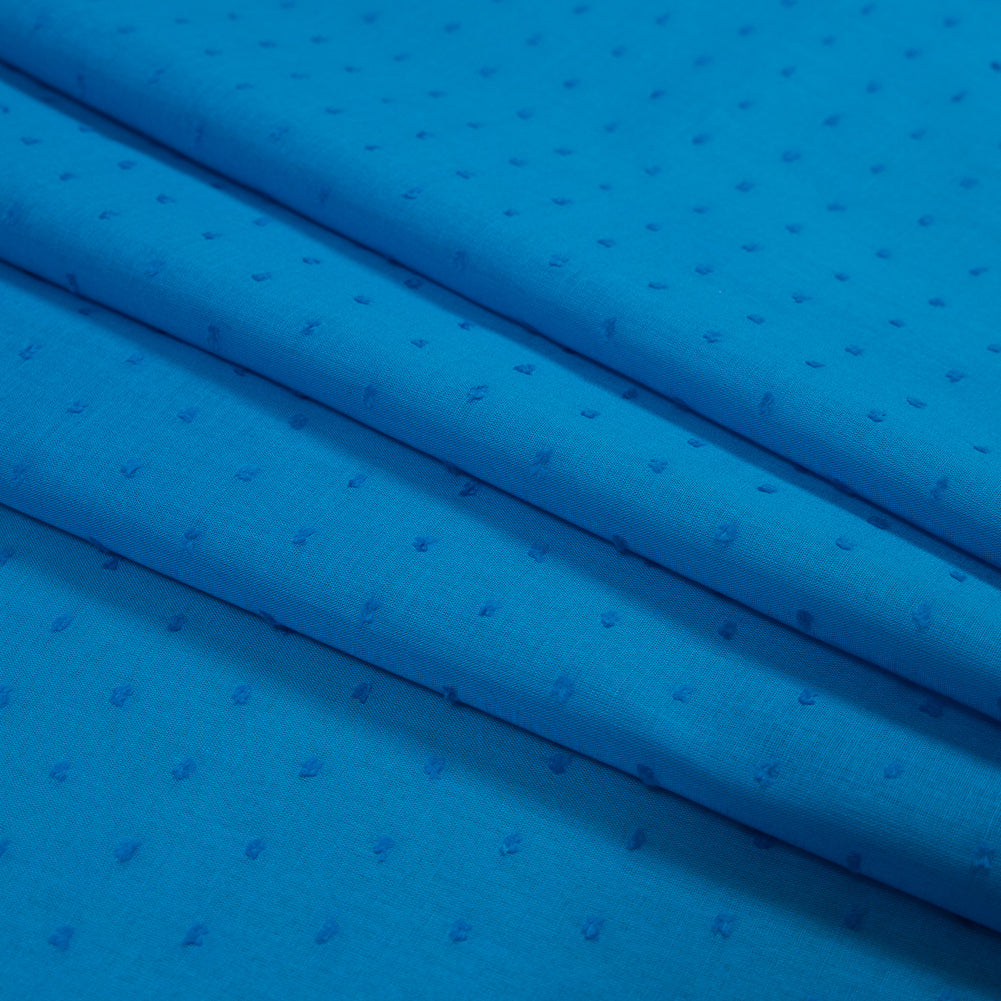Italian Aegean Blue Cotton Swiss Dot Detail
