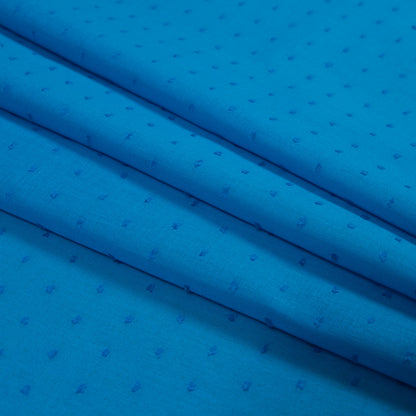 Italian Aegean Blue Cotton Swiss Dot Detail