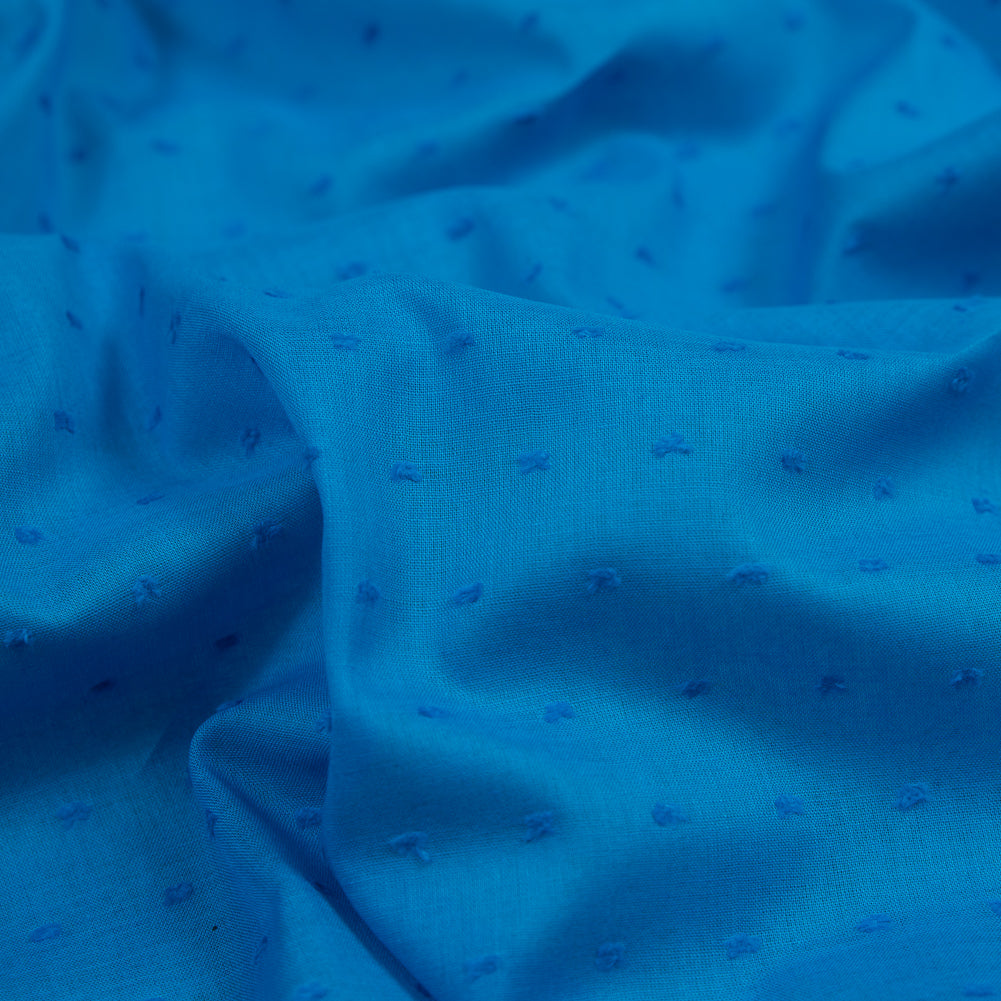 Italian Aegean Blue Cotton Swiss Dot Full