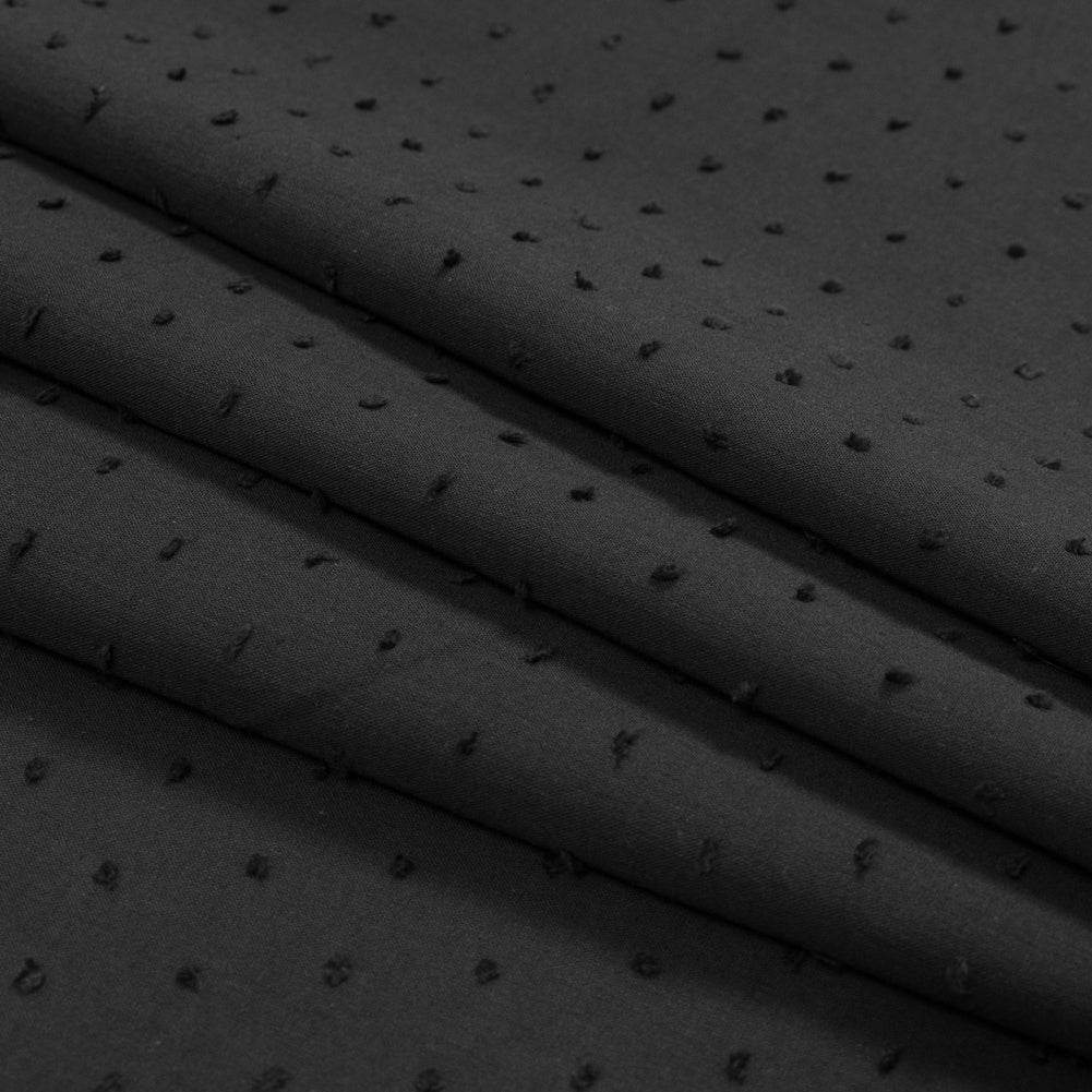 Italian Black Cotton Swiss Dot Detail