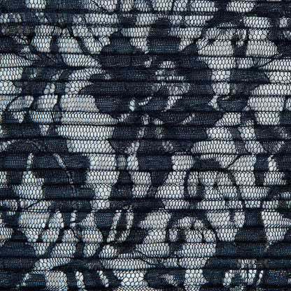 Italian Navy Floral Pleated Lace Full