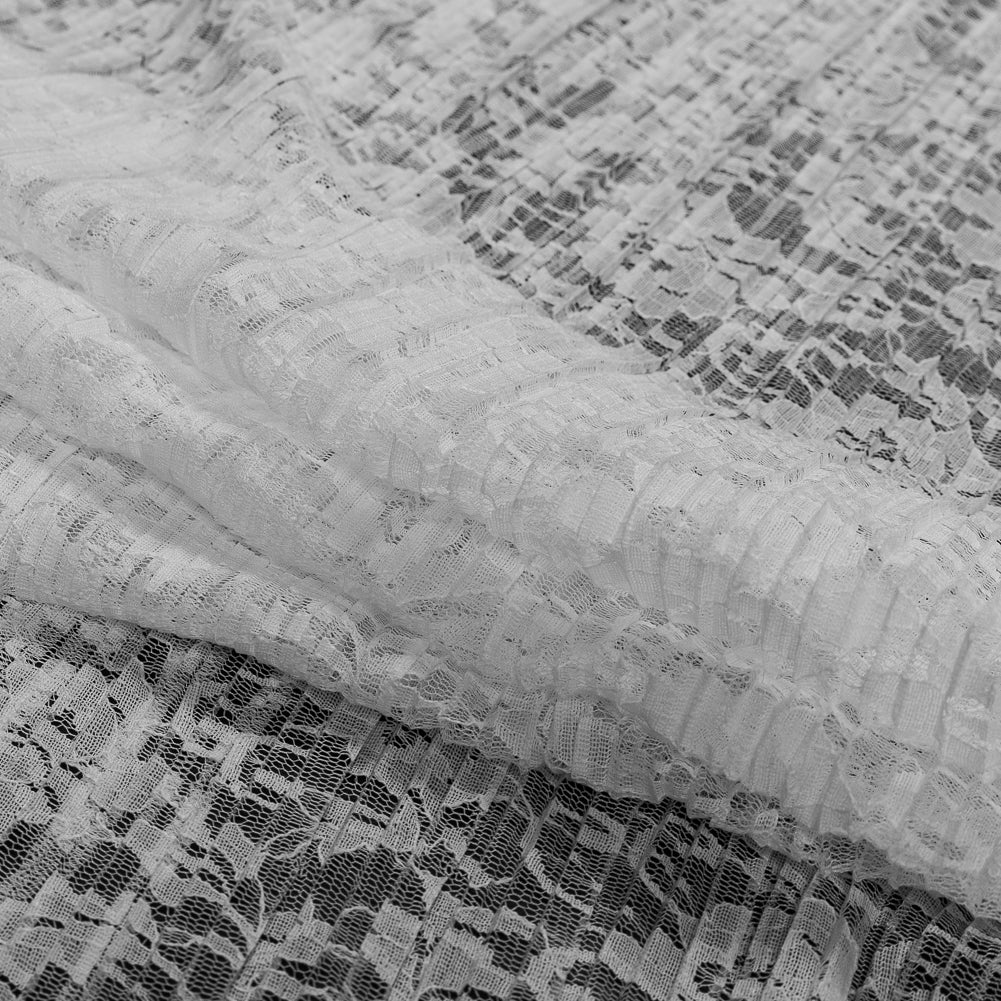 Italian White Floral Pleated Lace Detail