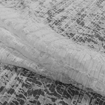 Italian White Floral Pleated Lace Detail